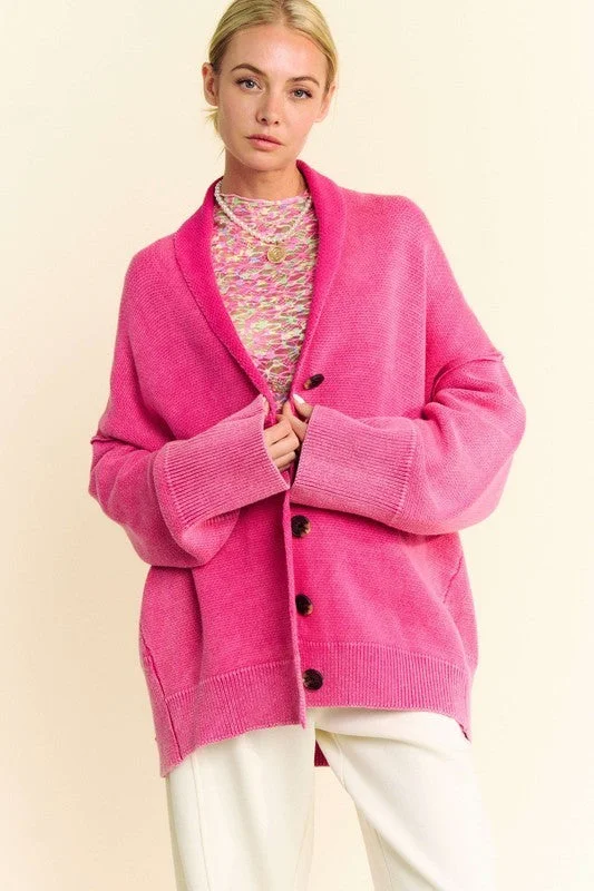 Limited Time fitted workout sweatshirtDavi & Dani Shawl Collar Ribbed Detail Button Up Cardigan