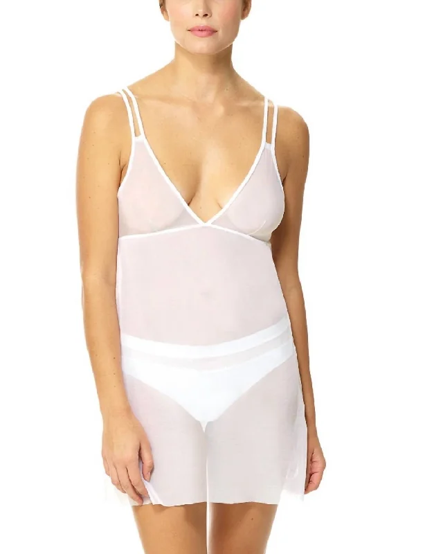 Act Now chic slip dressWomen's Chic Mesh Babydoll Dress In White