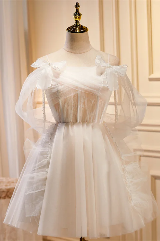 Quick Sale chic wrap dressChampagne Off-the-Shoulder Beaded Bows Ruffle Homecoming Dress Quick Sale chic wrap dressChampagne Off-the-Shoulder Beaded Bows Ruffle Homecoming Dress