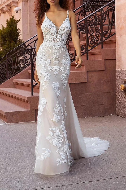 Price Smash elegant shift dressSpaghetti Straps Lace Appliques Mermaid Wedding Dress with Court Train QW2295 Price Smash elegant shift dressSpaghetti Straps Lace Appliques Mermaid Wedding Dress with Court Train QW2295