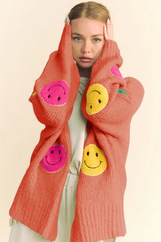 Hurry In soft gym hoodieDavi & Dani Fuzzy Smile Open Front Long Sleeve Cardigan