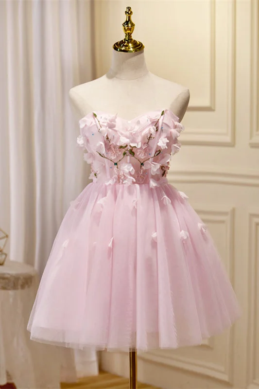 Limited Time Offer floral wrap dressPink Sweetheart Strapless 3D Appliques Homecoming Dress Limited Time Offer floral wrap dressPink Sweetheart Strapless 3D Appliques Homecoming Dress