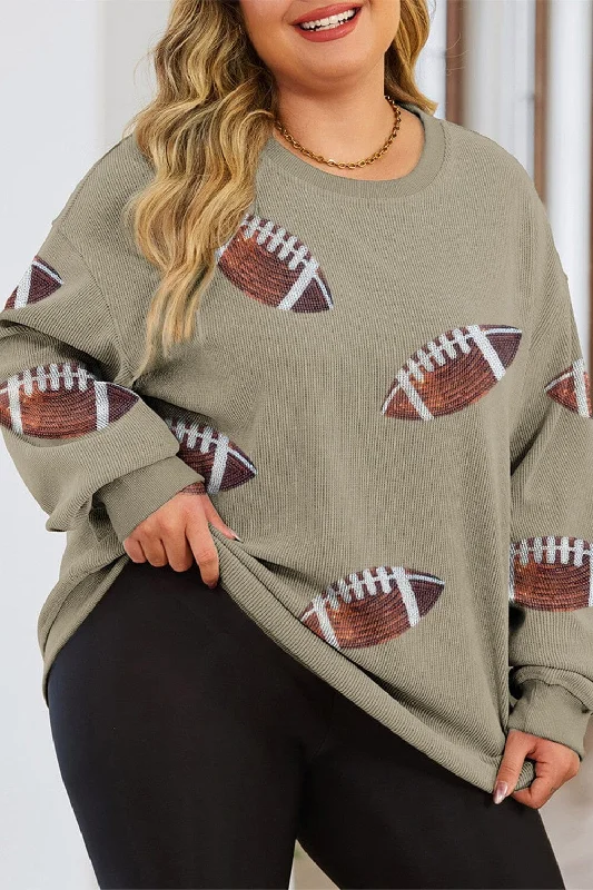 Hurry In stylish training hoodiePlus Size Sequin Football Dropped Shoulder Sweatshirt Hurry In stylish training hoodiePlus Size Sequin Football Dropped Shoulder Sweatshirt