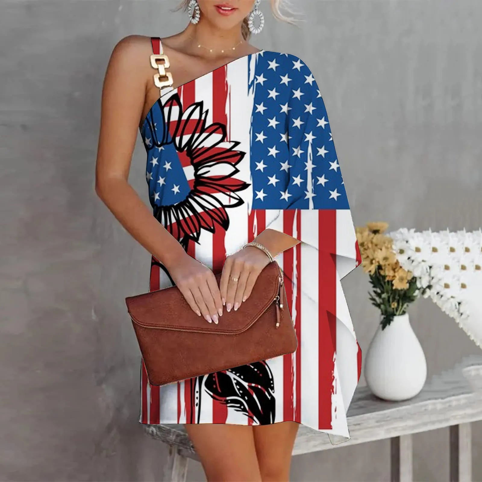 Lowest Prices high-quality coatSummer Dress For Women One Shoulder Half Bat Sleeve Print Casual Dresses Loose Metal Strap Beach Mini Sun Dress Women Dresses Lowest Prices high-quality coatSummer Dress For Women One Shoulder Half Bat Sleeve Print Casual Dresses Loose Metal Strap Beach Mini Sun Dress Women Dresses