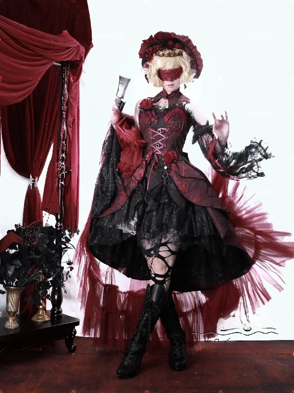 YEAR-End Sale layered dressCornfield Lolita~Rose Blood~Black Red Gothic Lolita JSK Jacquard Court Dress YEAR-End Sale layered dressCornfield Lolita~Rose Blood~Black Red Gothic Lolita JSK Jacquard Court Dress
