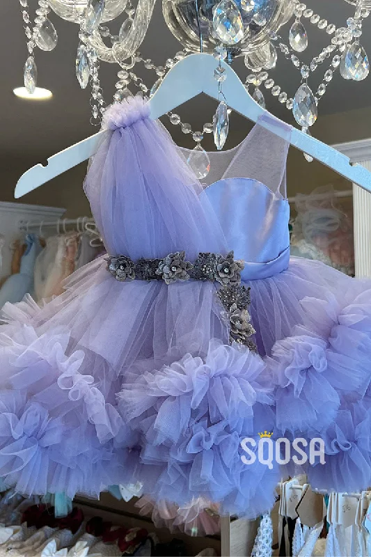 Reduced Prices printed dressBall Gown V-neck 3D Flowers Cute Flower Girl Dress First Communion Dress QF1021