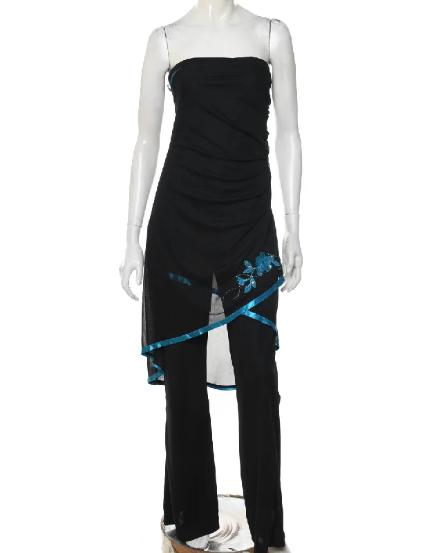 Doorbuster Deal fashionable outerwearBlack Strapless Studded Jumpsuit - S