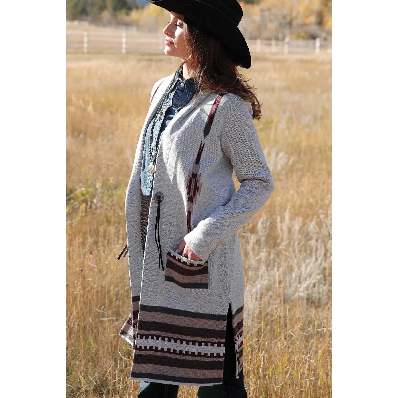Today’s Special chic coatWomen's Cruel Denim Knitted Duster - Gray/Burgandy