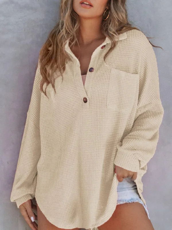 Online Only stylish performance hoodieWaffle-Knit Dropped Shoulder Long Sleeve Sweatshirt Online Only stylish performance hoodieWaffle-Knit Dropped Shoulder Long Sleeve Sweatshirt
