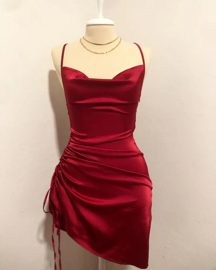 Markdowns one-shoulder dressRed Sheath Short Prom Dress Homecoming Dress