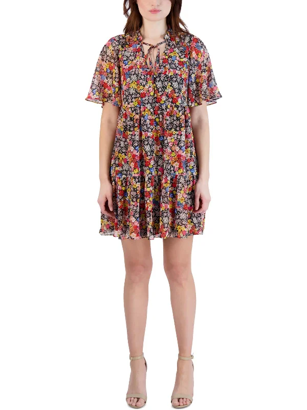 Don't Wait bohemian dressWomens Chiffon Ruffled Shift Dress
