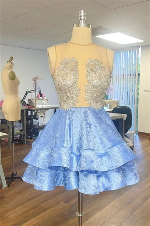 Season Finale Sale playful dressBaby Blue with rhinestone Homecoming Dress