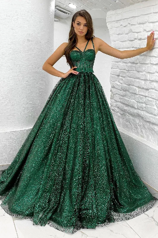 Fantastic Offers trendy bodycon dressSpaghetti Straps A-line Sparkly Prom Dress with Pockets QP0846