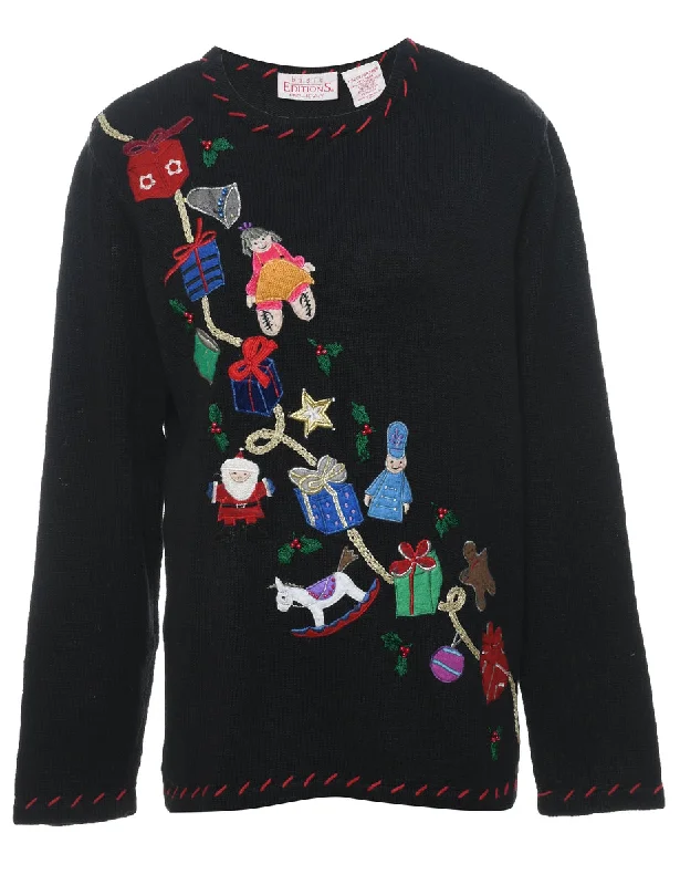 Great Bargains sleek jacketBlack Christmas Jumper - L