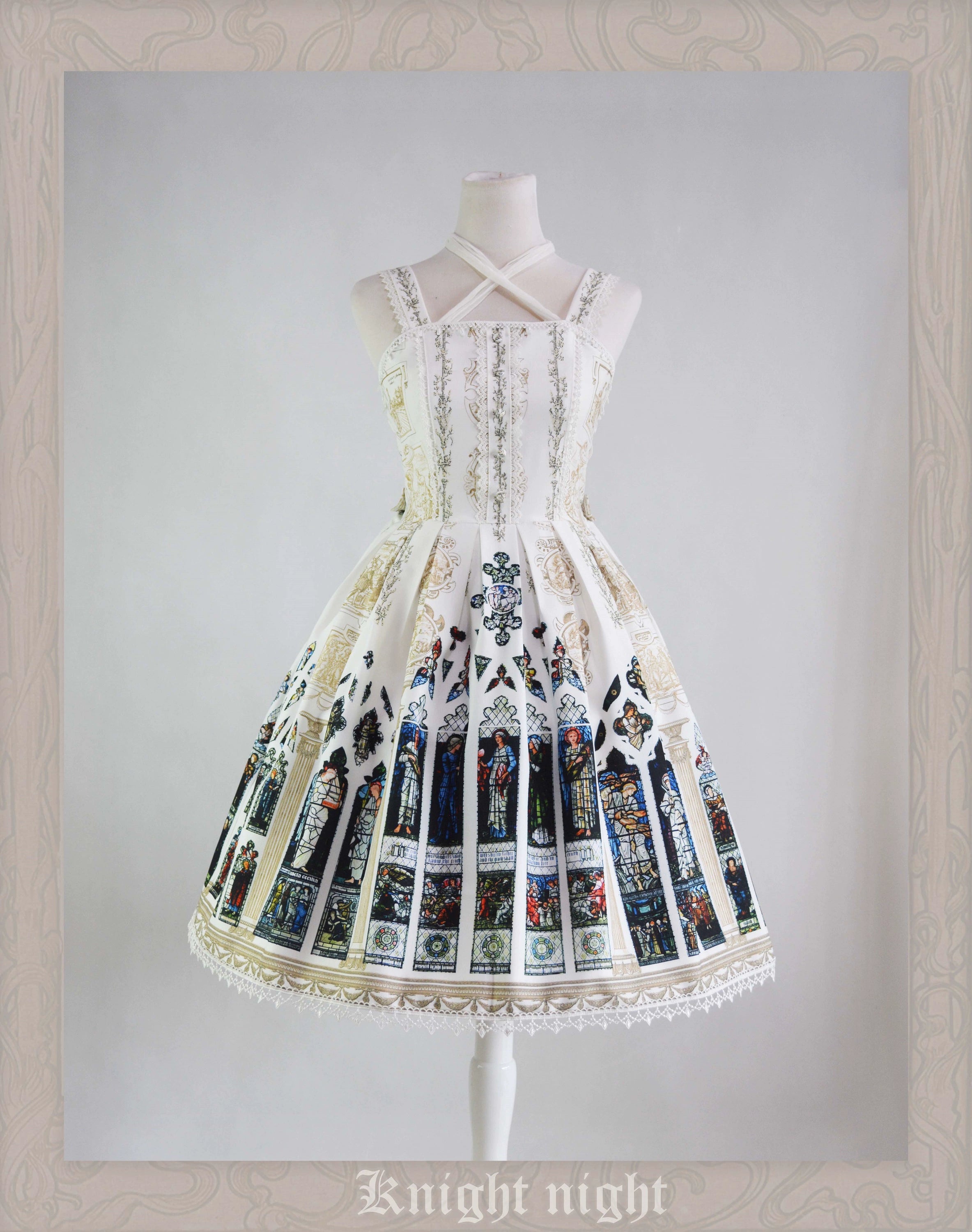 Bargain Blast ruffle dressKnight Night~The Saint Priest~Vintage Lolita JSK Dress Halter Neckline