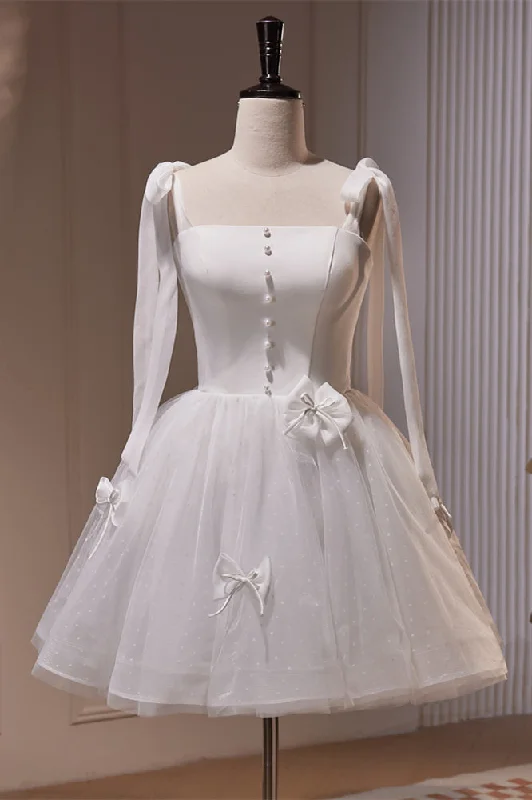 Take Advantage pleated maxi dressIvory Bow Tie Shoulder Pearl Bows Tulle Homecoming Dress