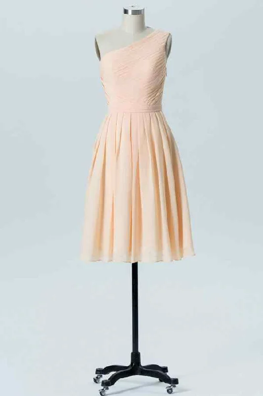 The Best Prices vintage dressPearl Pink A-line One Shoulder Pleated Chiffon Mini Bridesmaid Dress The Best Prices vintage dressPearl Pink A-line One Shoulder Pleated Chiffon Mini Bridesmaid Dress