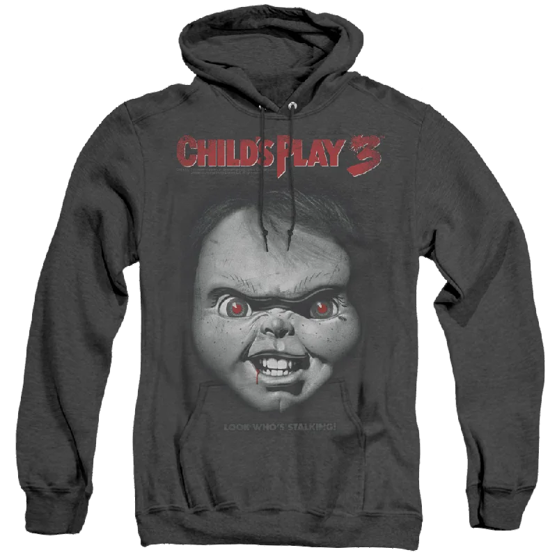 Stock Clearance minimalist hooded sweatshirtChild's Play Face Poster - Heather Pullover Hoodie Stock Clearance minimalist hooded sweatshirtChild's Play Face Poster - Heather Pullover Hoodie