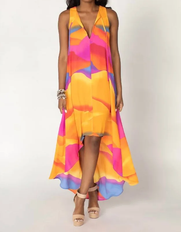 Final Clearance comfy dressCampbell High Low Dress in Sunset