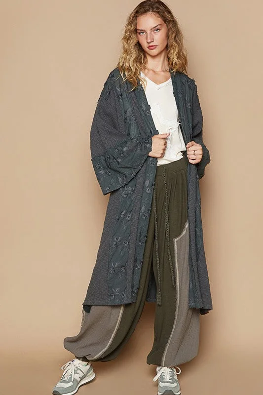Price Slash premium gym hoodiePOL Flower Lace Trim Open Front Longline Cardigan
