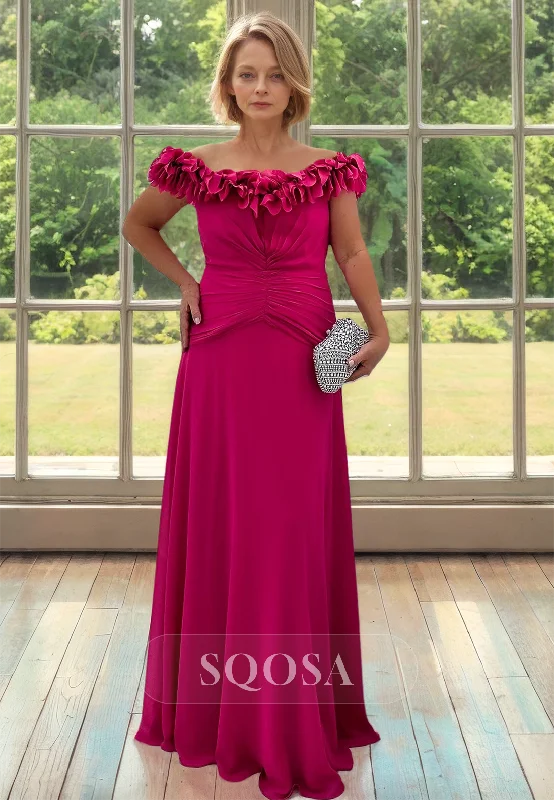 Discount Extravaganza sleek dressRuffled Scoop-Neck Pleated Cocktail Gowns Sleeveless Floor-Length Fitted Mother of the Bride Dress