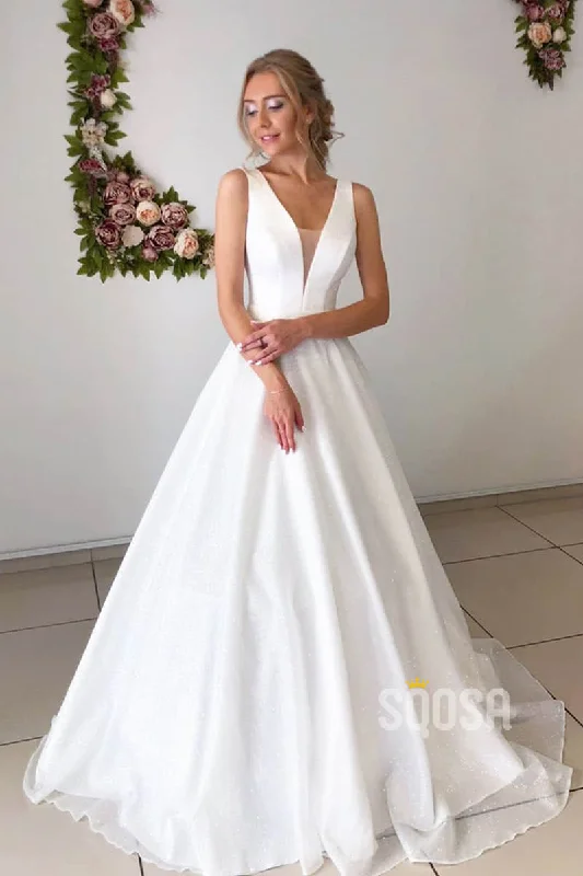 Deep Discounts oversized dressA-line Attractive V-neck Simple Wedding Dress Rustic Wedding Gown QW2157 Deep Discounts oversized dressA-line Attractive V-neck Simple Wedding Dress Rustic Wedding Gown QW2157