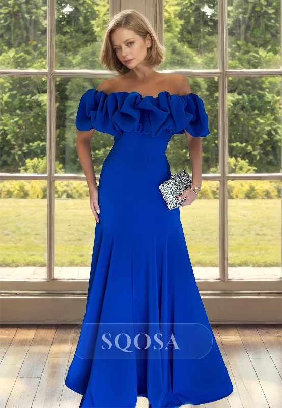 Hurry In satin midi dressOff-Shoulder Floral Embellished Tube Top Mother of the Bride Dress Sleeveless Mermaid Cocktail Gowns