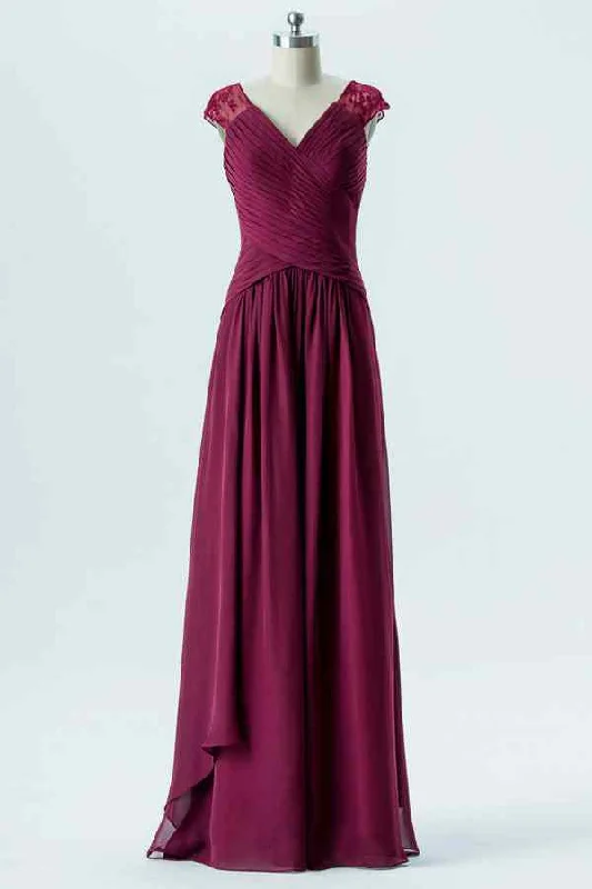 Mega Sale floral midi dressMulberry V Neck Cap Sleeves A-line Pleated Chiffon Long Bridesmaid Dress Mega Sale floral midi dressMulberry V Neck Cap Sleeves A-line Pleated Chiffon Long Bridesmaid Dress