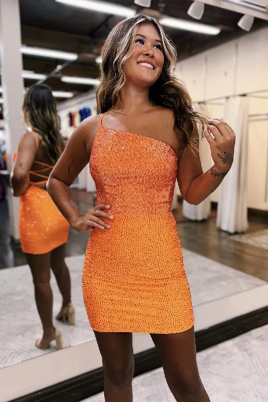 Huge Savings casual slip dressChic One Shoulder Beads Short Homecoming Dress Tight QH2537