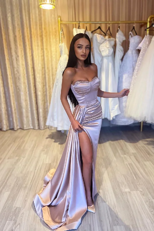 Don't Wait mini dressSheath Sweetheart Satin Pleated Long Prom Formal Dress QP0975