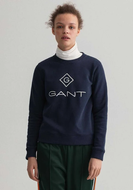Best Bargains chic workout hoodieGANT Womens Simple Logo Crew Neck Sweater, Navy