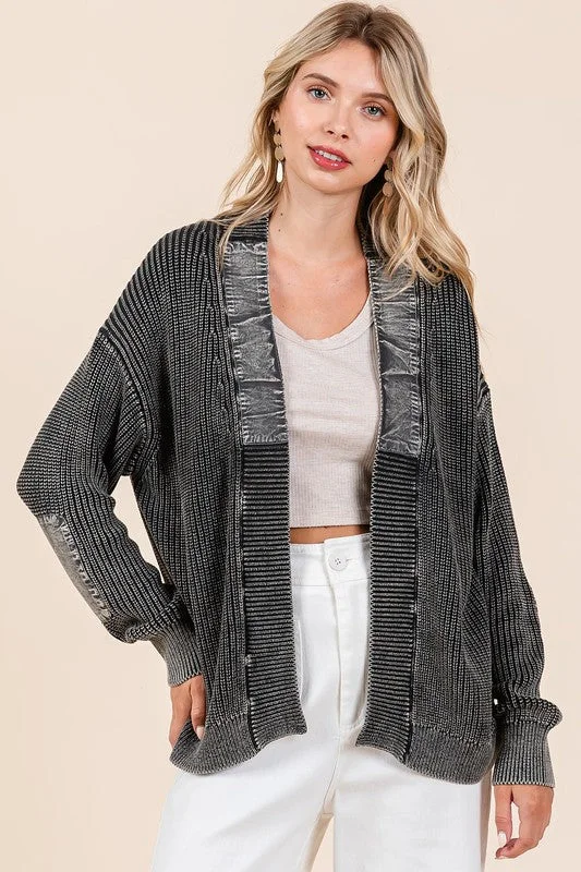 Clearance Items loose fit sports sweatshirtMittoshop Contrast Patch Open Front Mineral Wash Cardigan Clearance Items loose fit sports sweatshirtMittoshop Contrast Patch Open Front Mineral Wash Cardigan
