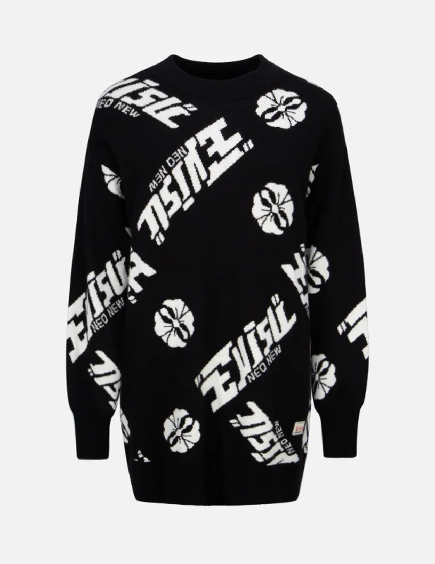 Year-End Sale stylish training hoodieAllover Kamon and Logo Jacquard Sweater