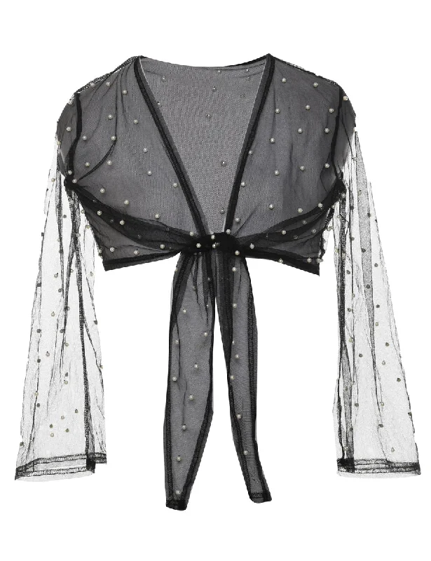 Early Bird Discount cozy winter coatBeaded Sheer Pearl Detail Evening Jacket - M