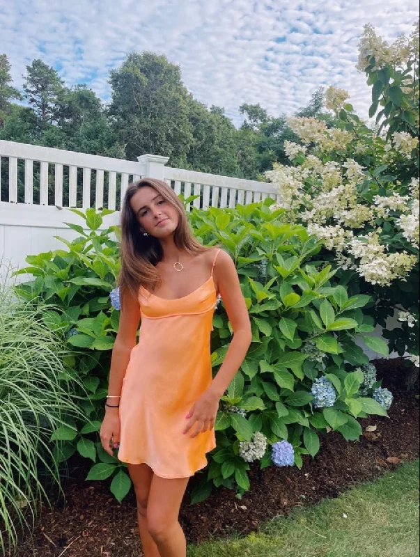 Blowout Deals backless dressCute Orange Homecoming Dress Back To School Dress Y2833