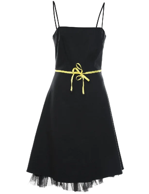 Stock Clearance casual trench coatBlack & Yellow 1990s Evening Dress - M