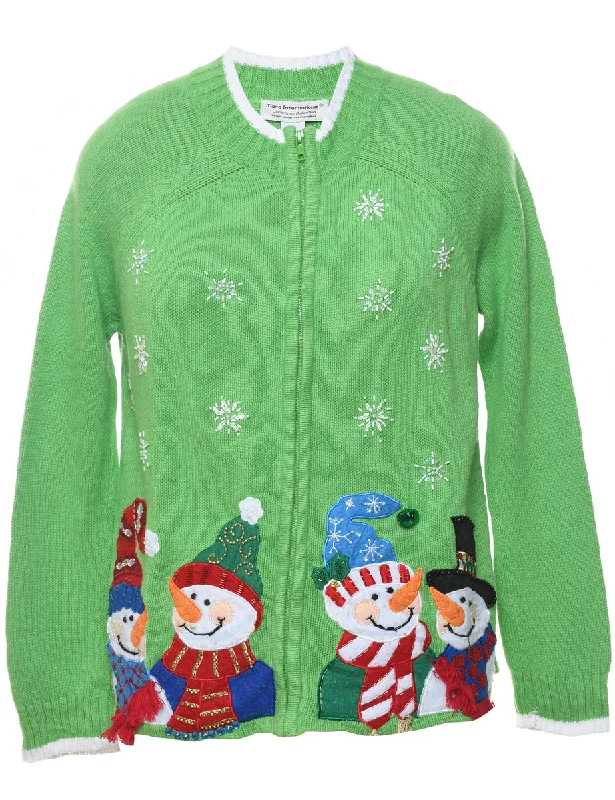 Savings Spectacular graphic coatSnowman Christmas Cardigan - M