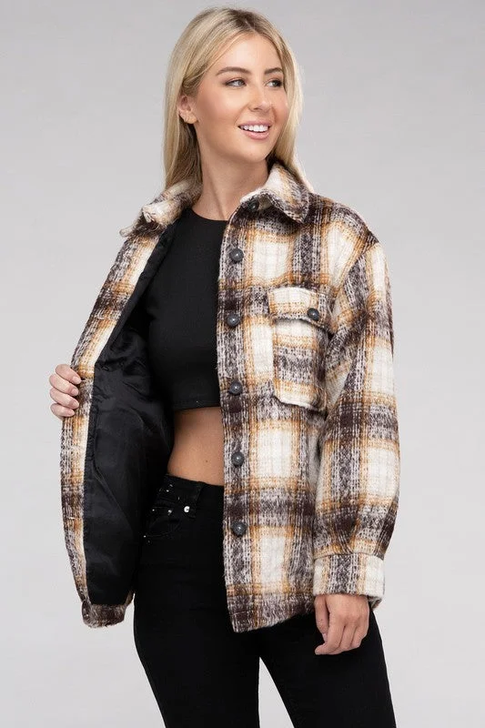 Low Prices comfortable outerwearPlaid Flannel Shacket
