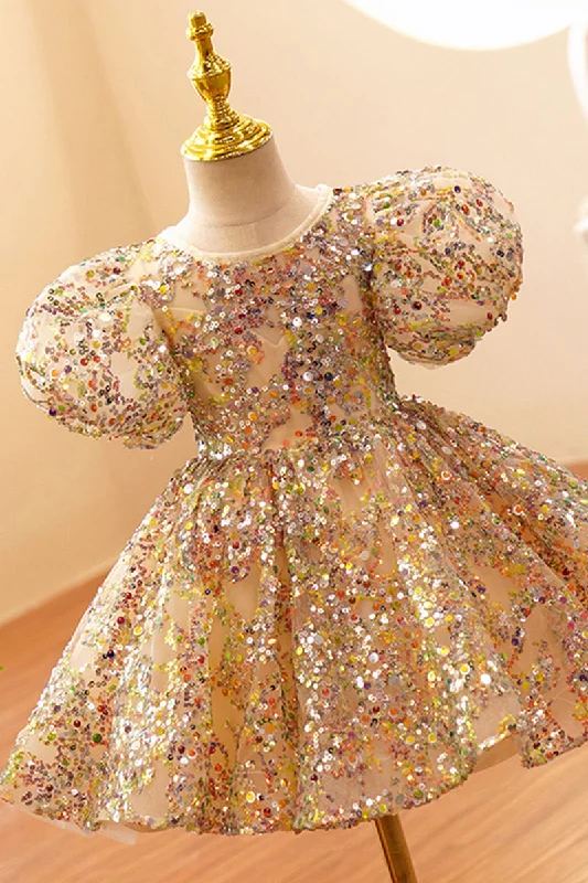 Deal Zone spaghetti strap dressBall Gown Short Sleeves Sequins Flower Girl Dress Cute First Communion Dress QF1047 Deal Zone spaghetti strap dressBall Gown Short Sleeves Sequins Flower Girl Dress Cute First Communion Dress QF1047