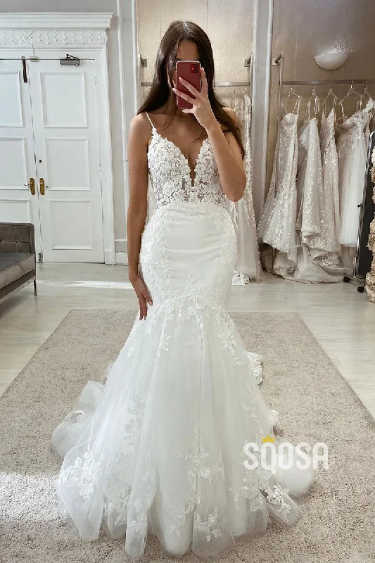 Crazy Deals floral midi dressV-Neck Spaghetti Straps Trumpet Lace Applique With Tulle Train Beach Wedding Dress QW8100 Crazy Deals floral midi dressV-Neck Spaghetti Straps Trumpet Lace Applique With Tulle Train Beach Wedding Dress QW8100