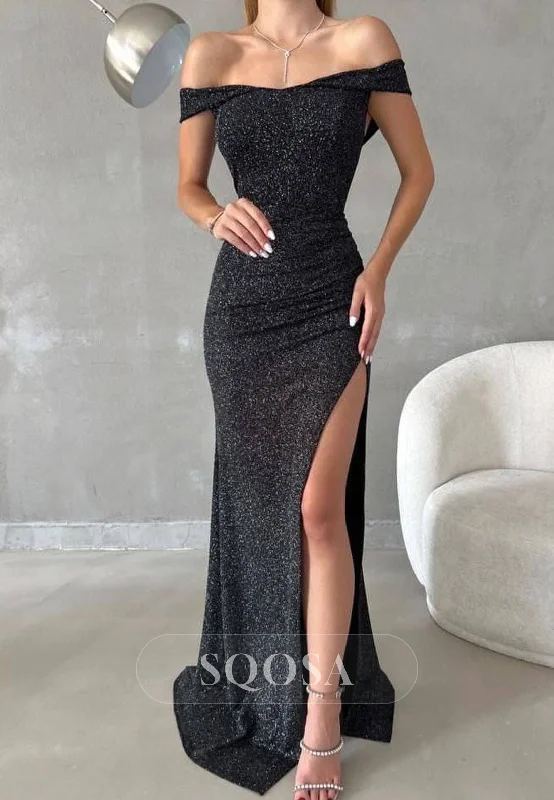 Today’s Deal trendy bodycon dressChic Fitted Glitter Off-Shoulder With Side Slit Party Prom Evening Dress QP3544 Today’s Deal trendy bodycon dressChic Fitted Glitter Off-Shoulder With Side Slit Party Prom Evening Dress QP3544