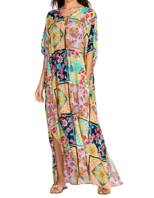 Early Access trendy bodycon dressJaper Lace Up Maxi Kaftan Dress in Multi