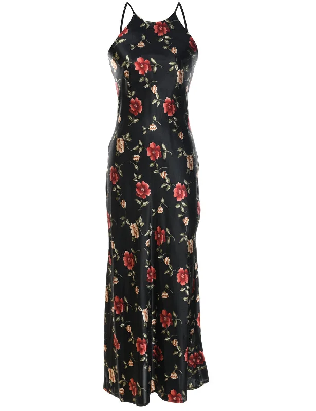 Instant Discount long-sleeve winter jacketFloral Print Black & Red Evening Dress - M Instant Discount long-sleeve winter jacketFloral Print Black & Red Evening Dress - M