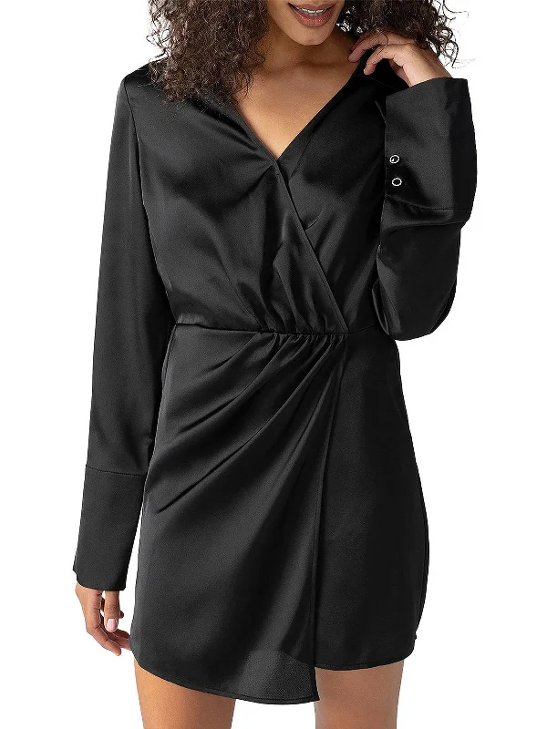 Midnight Sale relaxed fit dressWomens Mini V-Neck Wrap Dress