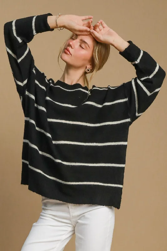 Anniversary Sale performance workout sweatshirtUmgee Wool Blend Striped Round Neck Sweater Anniversary Sale performance workout sweatshirtUmgee Wool Blend Striped Round Neck Sweater