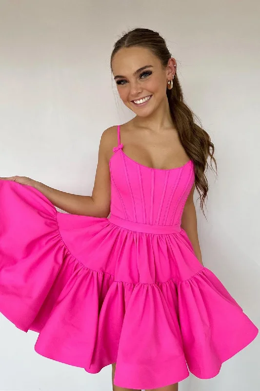Discount Extravaganza sleek midi dressA line Scoop Pink Short Cute Homecoming Dress QH2524