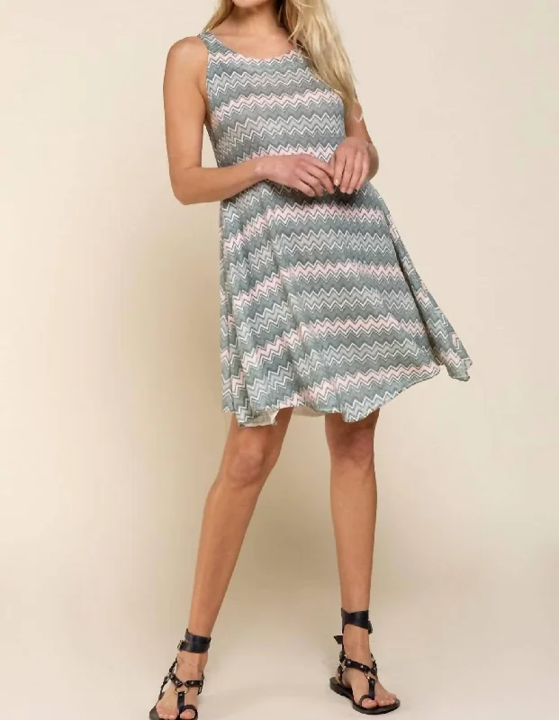 New Deals flowy evening dressZig Zag Pattern Dress In Grey Multi