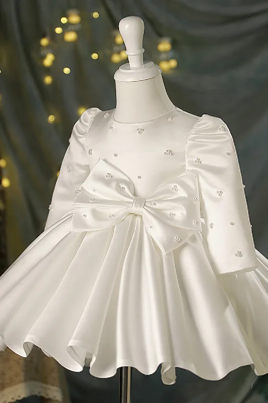 Price Break one-shoulder dressBall Gown Pearls Long Sleeves Flower Girl Dress Cute First Communion Dress QF1048 Price Break one-shoulder dressBall Gown Pearls Long Sleeves Flower Girl Dress Cute First Communion Dress QF1048