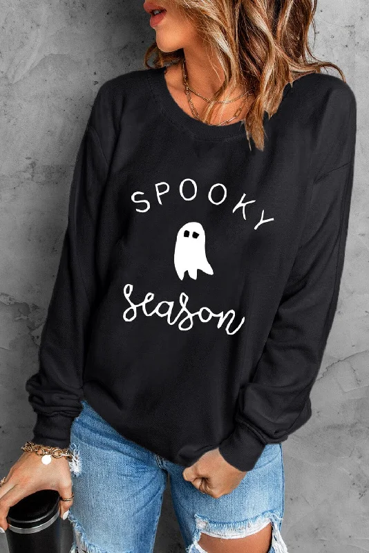 Super Bargain comfortable athletic sweatshirtLong Sleeve SPOOKY SEASON Graphic Sweatshirt Super Bargain comfortable athletic sweatshirtLong Sleeve SPOOKY SEASON Graphic Sweatshirt