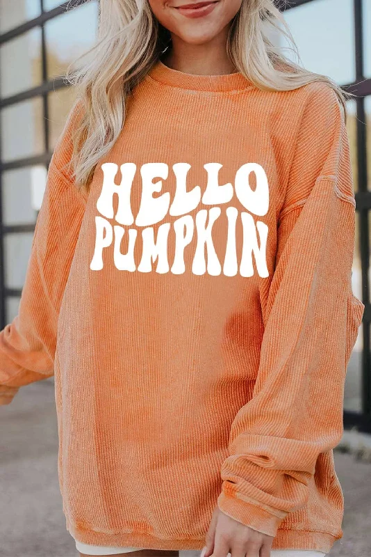 Super Sale modern sports hoodieDropped Shoulder HELLO PUMPKIN Graphic Sweatshirt